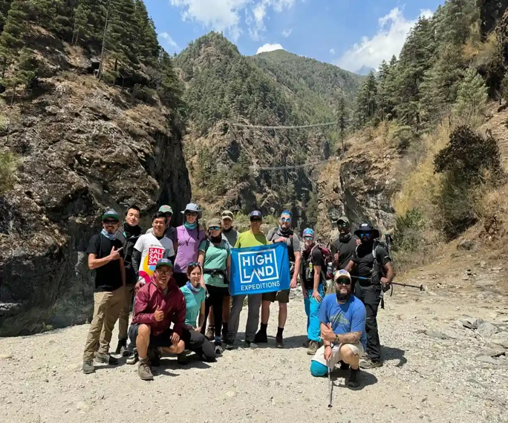 Highland Expeditions trekking group on the Everest Base Camp trail
