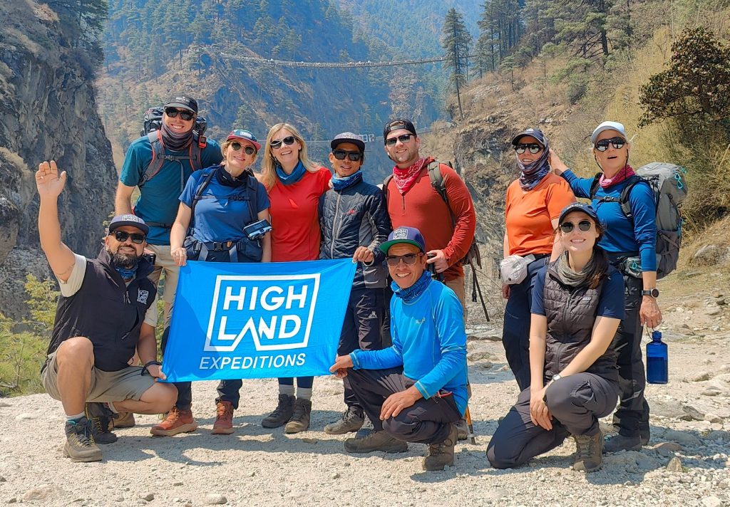 Trekking group on the established Everest Base Camp trail