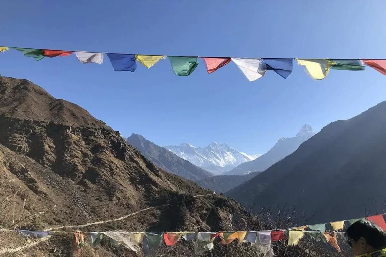Everest-with-prayer-flags-fluttering